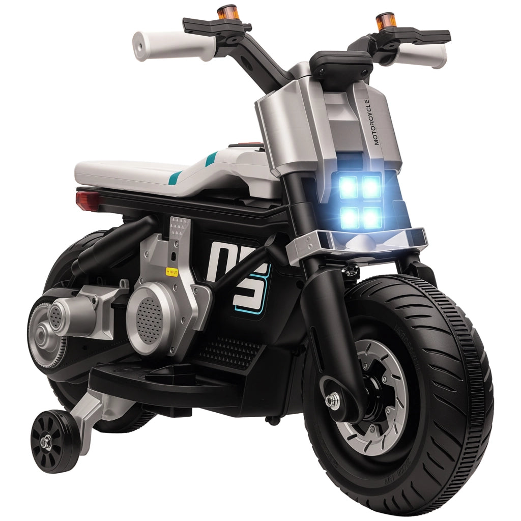 Moto Elettrica per Bambini 3-5 Anni ¨C zephmum ¨C Bianca e Nera 86x44x58 cm