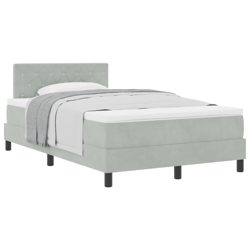 Letto con Box Spring e Materasso Grigio Chiaro 120x200 cm Velluto