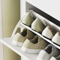 Scarpiera Slim 2 Cassetti per 14 Paia di Scarpe Taglia EU44 e Ripiani Regolabili, 80x24x95.5cm, Bianco