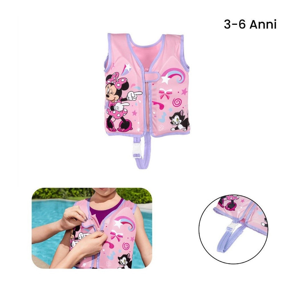 Trade Shop - Gilet Salvagente Trainer Minnie Con Cuscinetti In Schiuma Bambine 3-6 Anni 9101g -