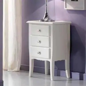 Comodino in legno Shabby chic bianco
