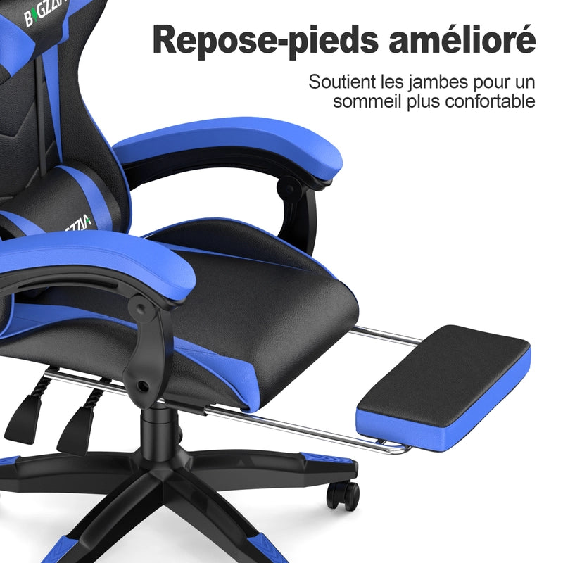Sedia da gioco, sedia da gioco ergonomica  in similpelle PU, altezza regolabile, con poggiatesta e supporto lombare, poggiapiedi
