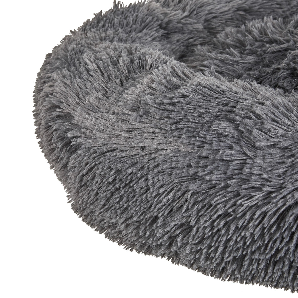 Cuccia per cani pelliccia sintetica grigio scuro 60 cm cuscino per gatto letto animali rotondo