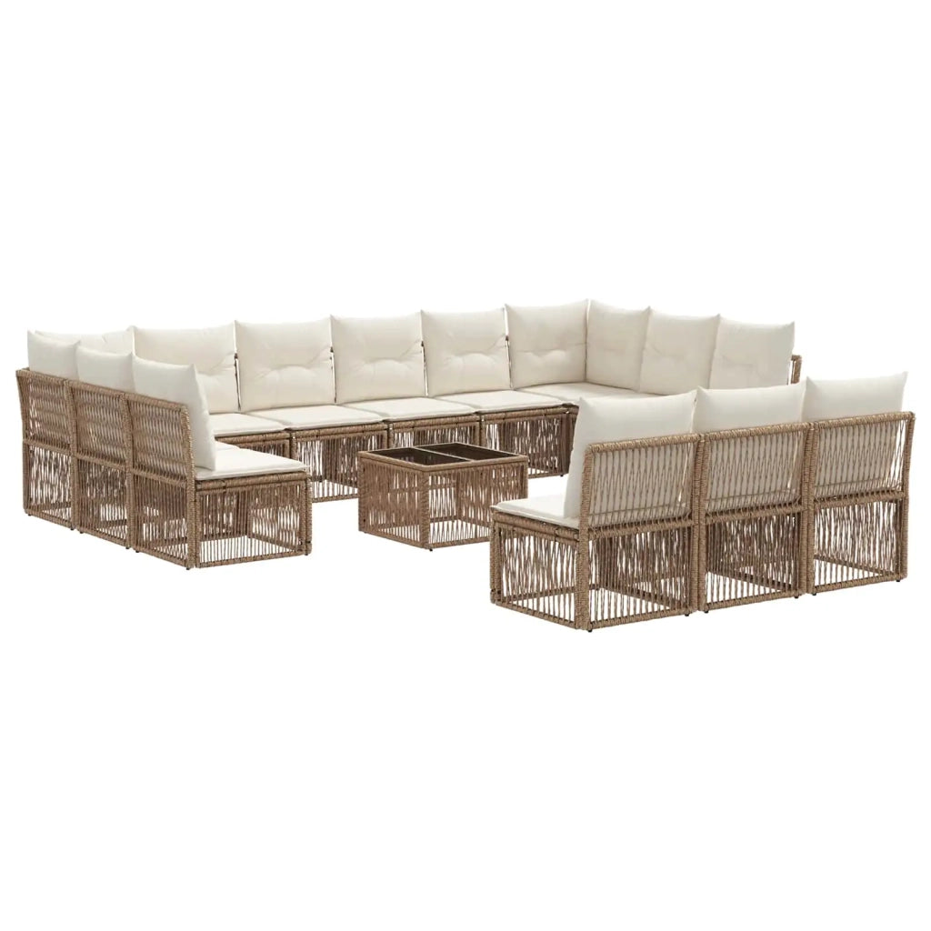 Set Divano da Giardino 14 pcs Beige polyrattan
