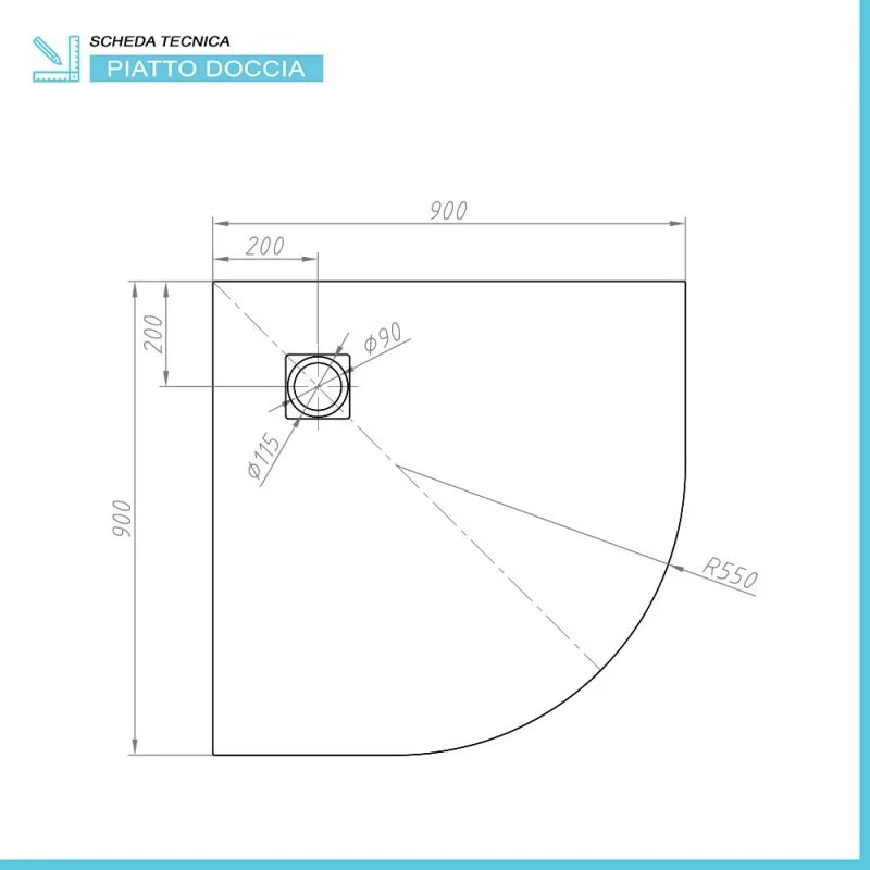 Piatto doccia 90x90 semicircolare resina bianco pietra filo pavimento  Loren