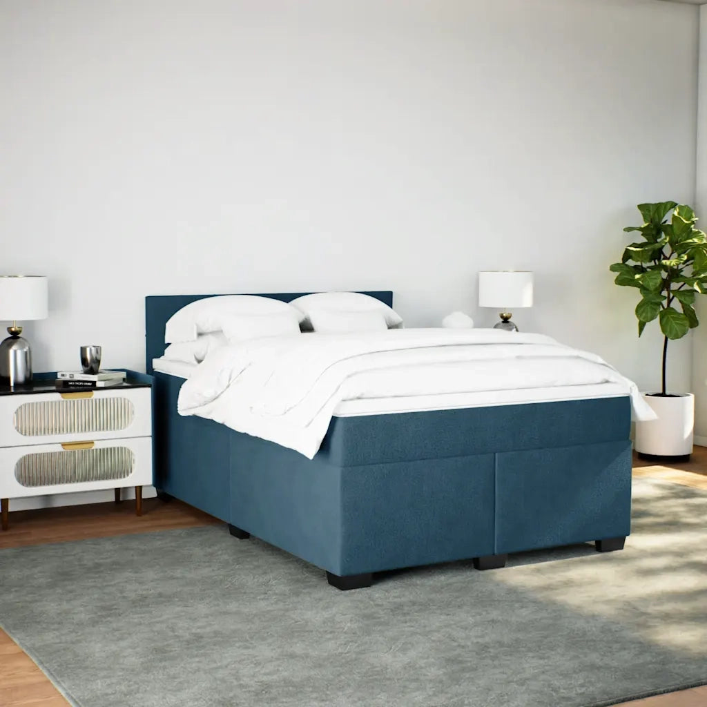 Giroletto a Molle con Materasso Blu 140x190 cm in Velluto 3288610