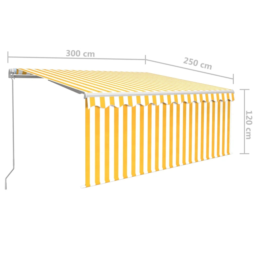 Tenda Sole Retrattile Manuale Parasole LED 3x2,5m Gialla Bianca