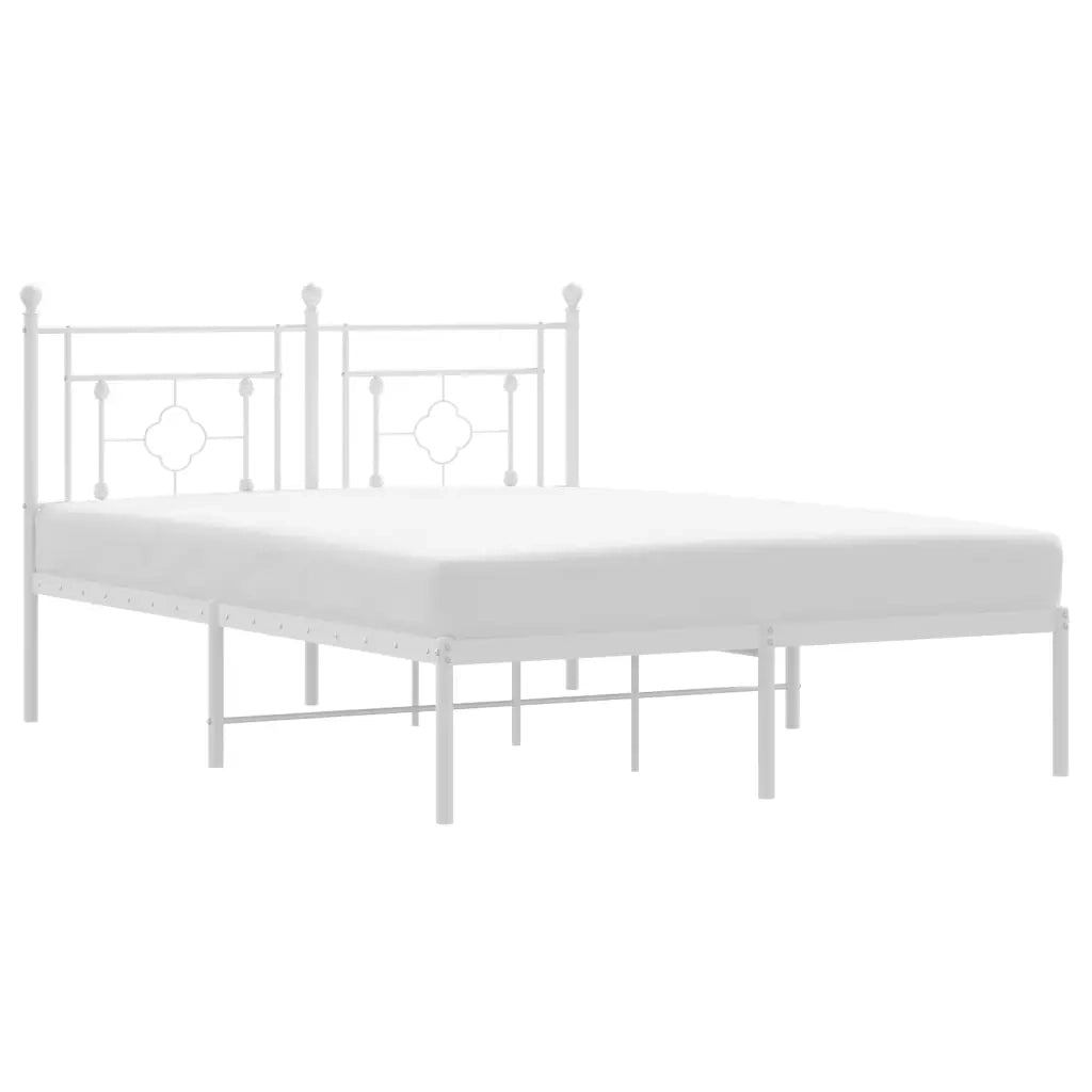 Giroletto con Testiera-Struttura Letto con testiera Metallo Bianco 140x190 cm 365818