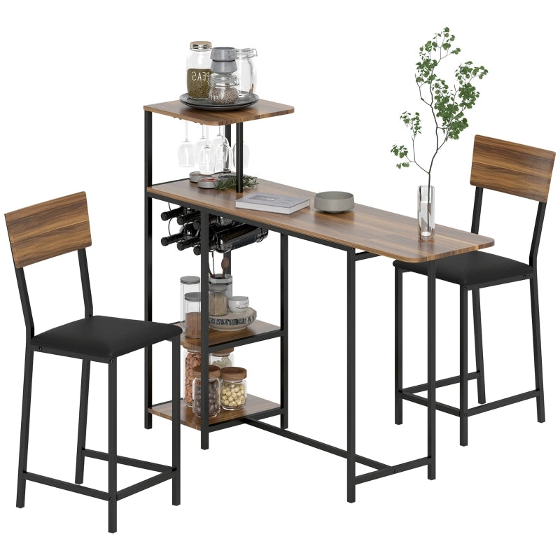 TAVOLO ALTO ESTENSIBILE 110-140x40 cm Marrone in MDF e Metallo Set da 3 pezzi