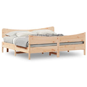 Letto matrimoniale | Letto per adulti | Giroletto senza Materasso 200x200 cm in Legno Massello di Pino