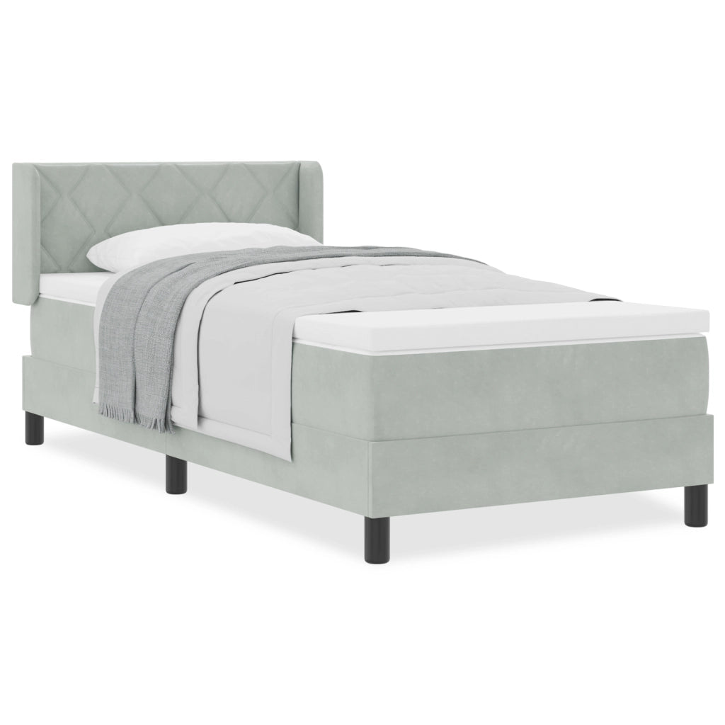 Letto con Box Spring e Materasso  Grigio Chiaro 100x200 cm Velluto