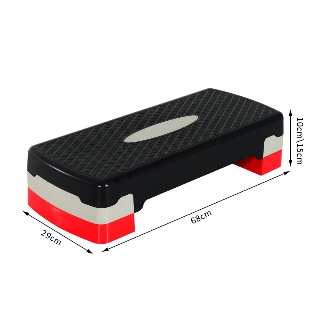 Step Aerobico Regolabile ¨C Xylo ¨C 2 Livelli 10/15 cm Antiscivolo Nero Rosso 68x29x15 cm