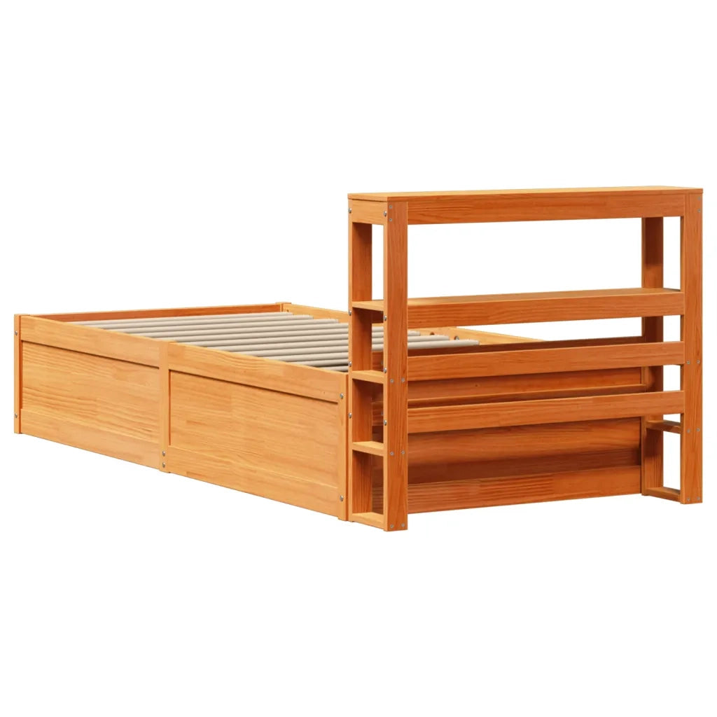 vidaXL Giroletto con Testiera Marrone Cera 75x190 cm Massello Pino