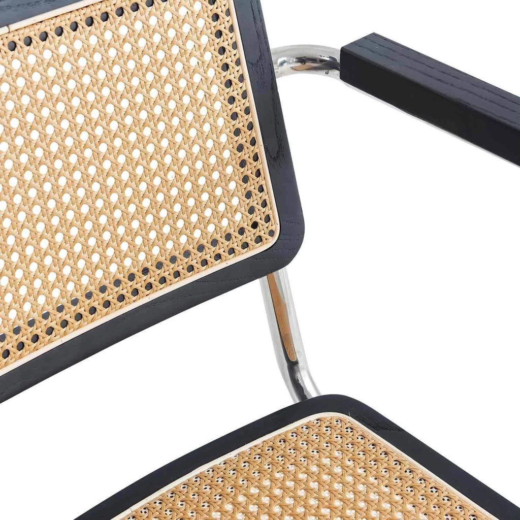 LÚZETE - SEDIA WEBSTER CON BRACCIOLI IN RATTAN NERO PL