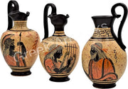 Set di 3 vasi ceramici neri – figure dell'antica Grecia: Zeus, Apollo, Athena, multicolor, k7k8k10