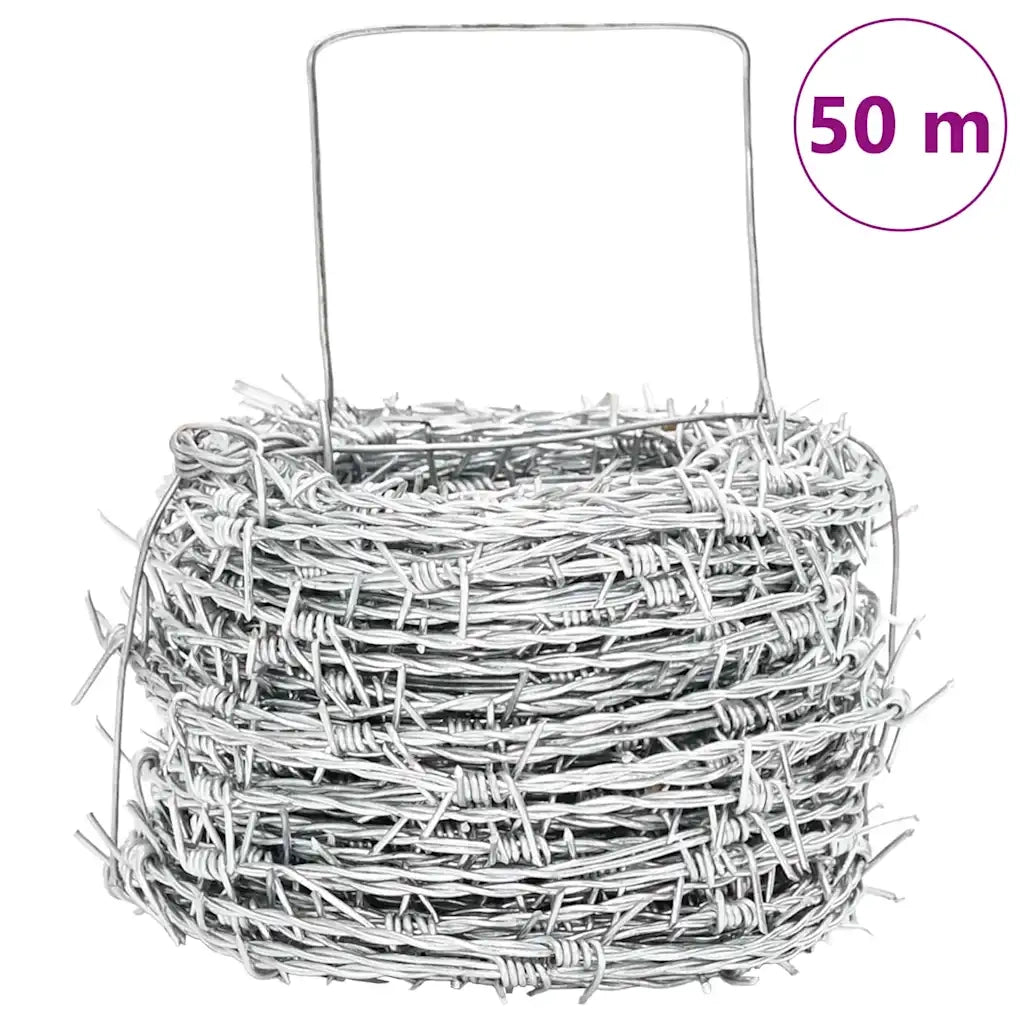 Fil di Ferro Spinato Argento 50 m Acciaio Zincato a Caldo 42010304