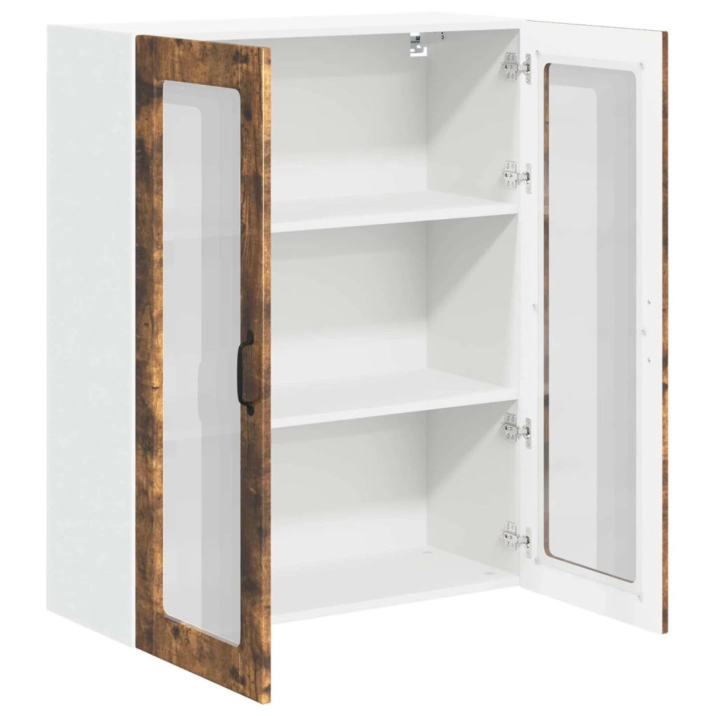 Pensile da cucina | Mobile in vetro da parete LUCCA Rovere Fumo 80 x 31 x 100 cm