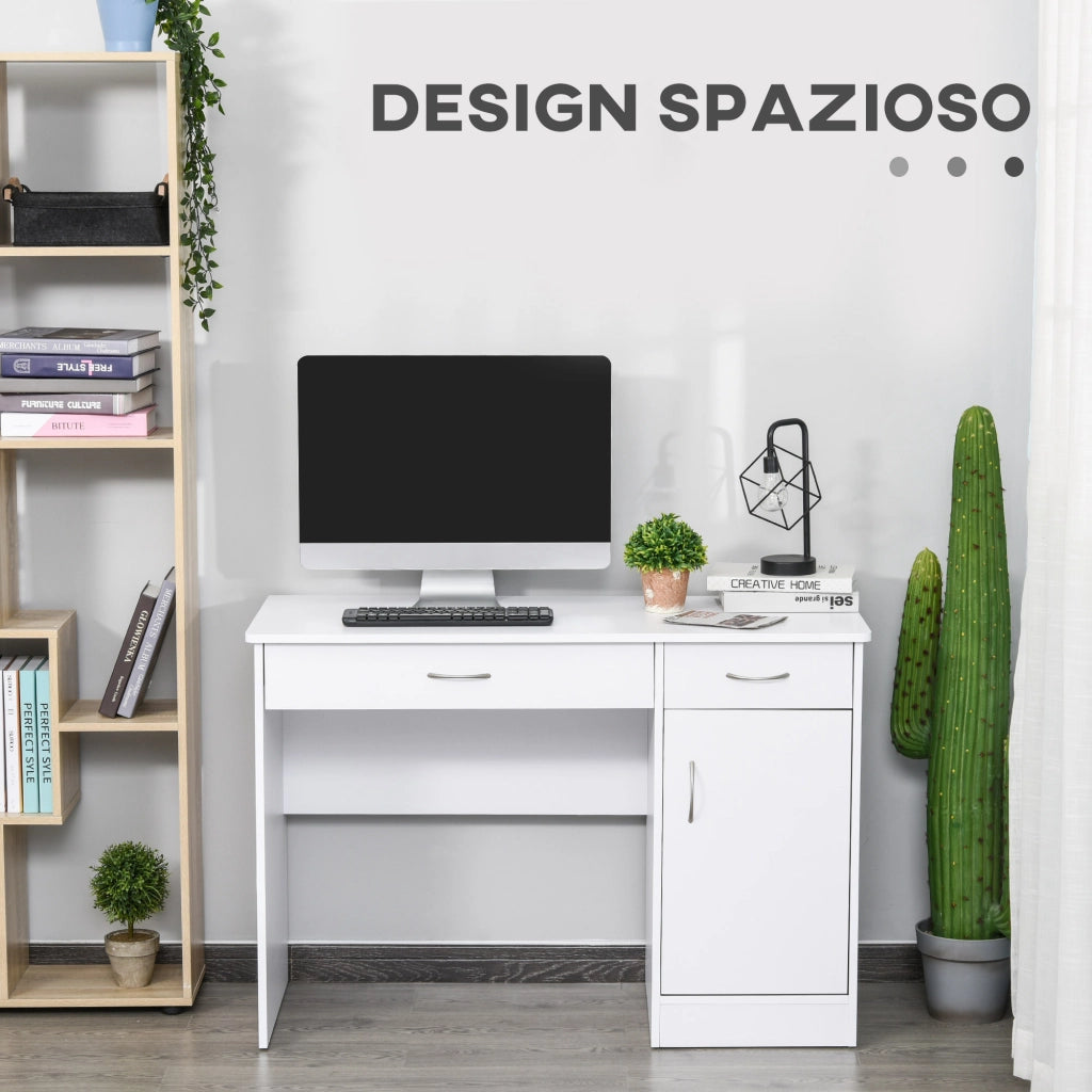 Scrivania con 2 Cassetti e Armadietto ¨C zephmum ¨C Legno Bianco