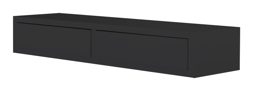 Mensola da Parete con 2 Cassetti 88,2x13,4x23,7 cm in Fibra di Legno Domino Maxi Nero