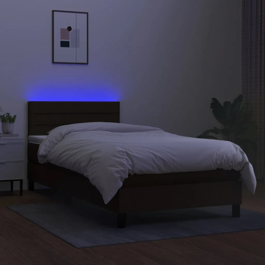 Letto a Molle con Materasso e LED Nero 90x200 cm in Tessuto 3133207