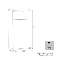 Mobiletto con 1 Anta e 1 Cassetto 45x38x85 h cm in Truciolare bilaminato Rovere Grigio