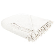Coperta tessuta a mano con frange 200 x 220 cm bianco crema stile classico morbida letto divano