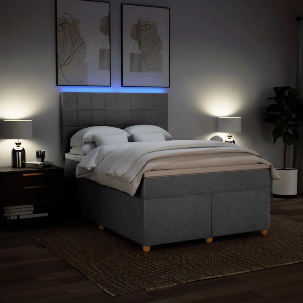 Giroletto a Molle con Materasso Grigio Chiaro 140x200cm Tessuto