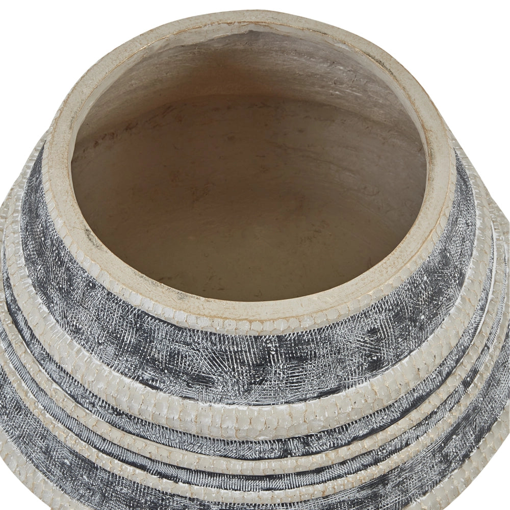 Fioriera alta in legno di magnesio rigato beige e grigio stile moderno industriale