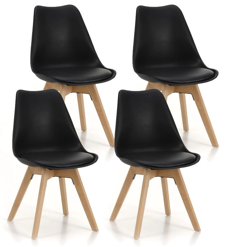 Set 4 Sedie 48,5x47x81,5 cm in Similpelle Nero