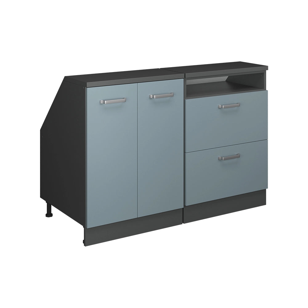 Mobile cucina sottotetto R-Line Grigio-blu/Antracite 120 cm Set di 2 carcasse armadio profondità 60 cm Vicco