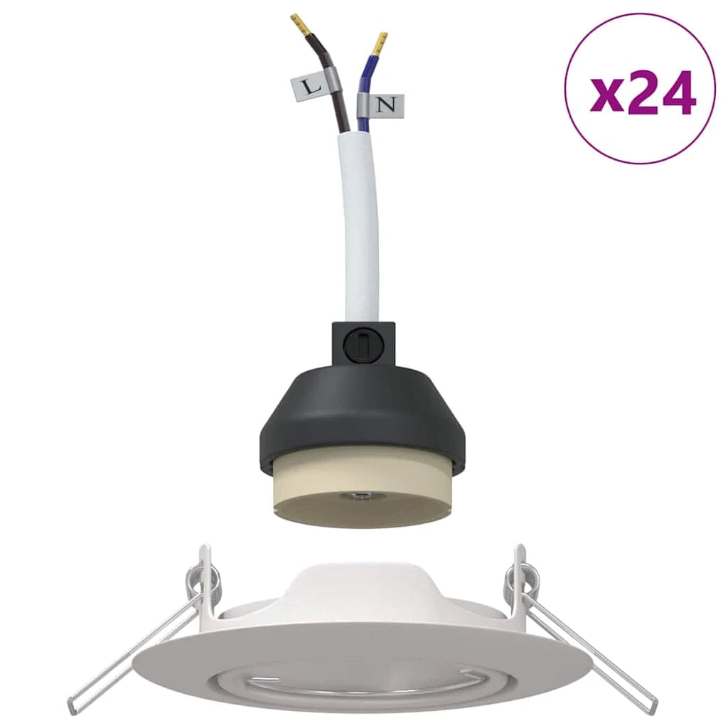 Set di 24 faretti da incasso moderni 9 x 9 x 2,5 cm con regolazione orientabile metallo bianco 02_0058273