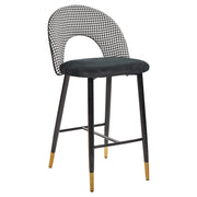 Set di 2 sedie da bar in velluto bianco e nero stile retrò soggiorno accessori vintage
