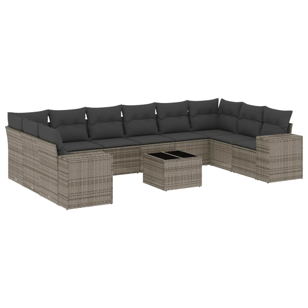 Set Divani da Giardino 11 pz con Cuscini in Polyrattan Grigiocod mxl 112960