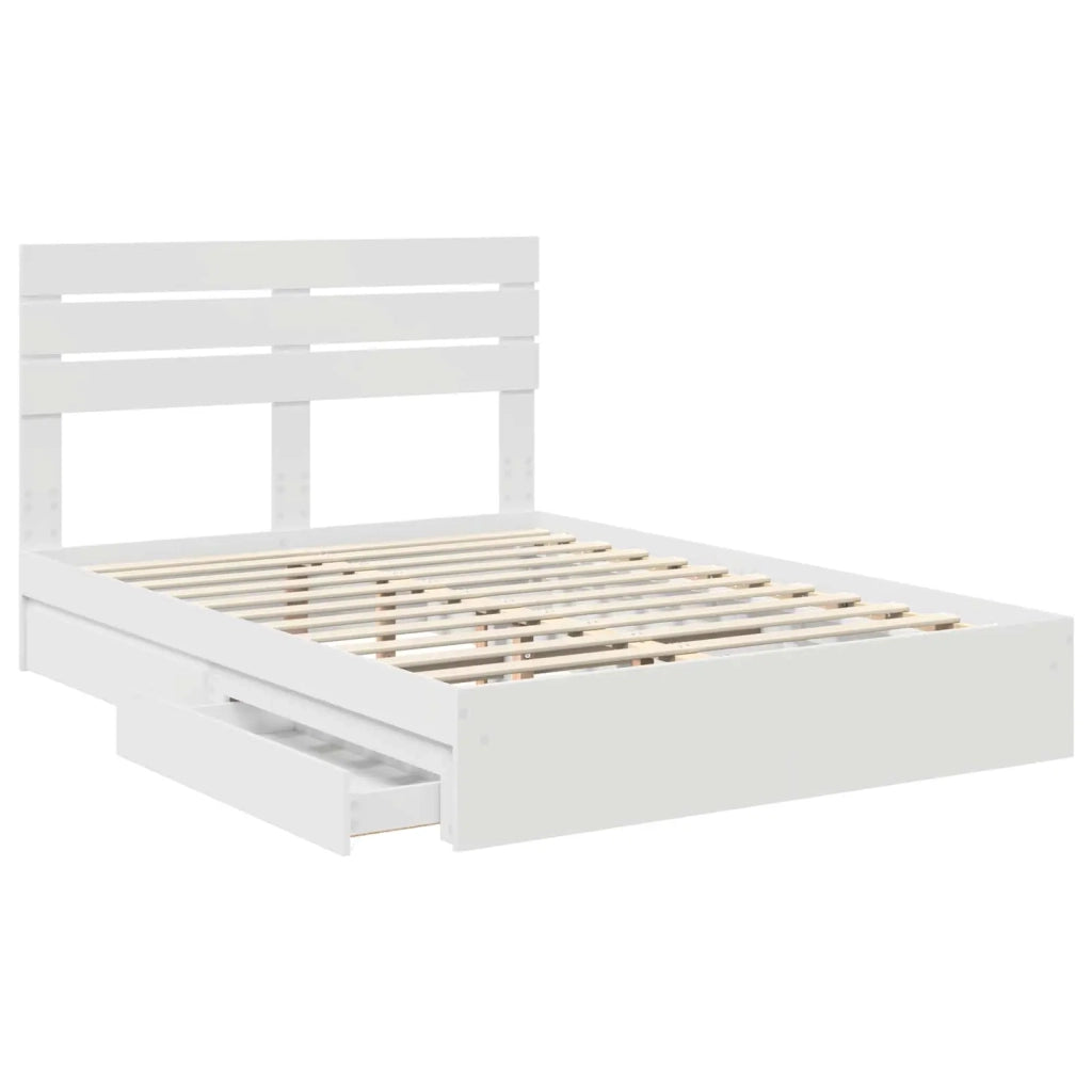 Letto con Contenitore Bianco 160 x 200 cm Legno multistrato