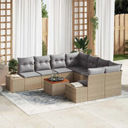 Set Divano da Giardino 9 pcs Beige e Grigio Chiaro polyrattan