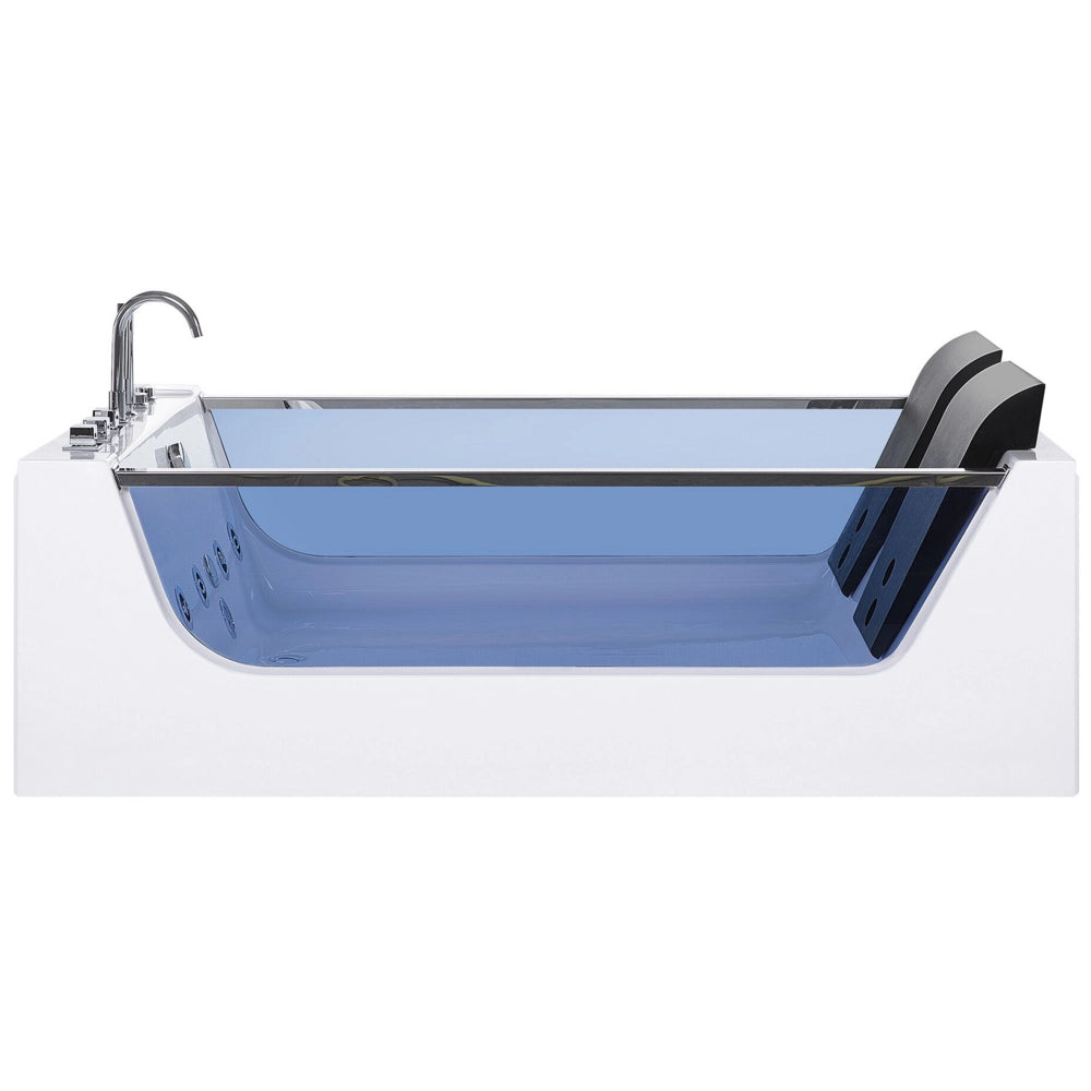 Vasca Idromassaggio Bianco Sanitario Vetro Acrilico Frontale Trasparente Illuminato LED Rettangolare Doppio 107 x 156 cm