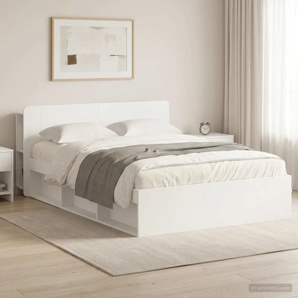 Telaio del letto con storage con testiera Bianco 140 x 200 cm