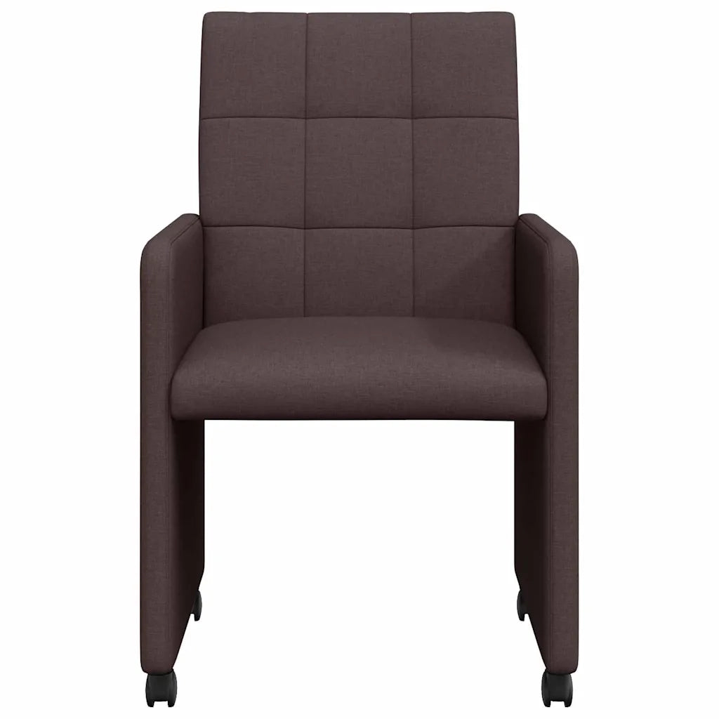 Sedie da Pranzo con Ruote 2 pcs Marrone scuro 58 x 65 x 94 cm