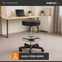 Sgabello con ruote regolabile in altezza 65-87 cm, max 120 kg girevole a 360°, per ufficio studio fotografico