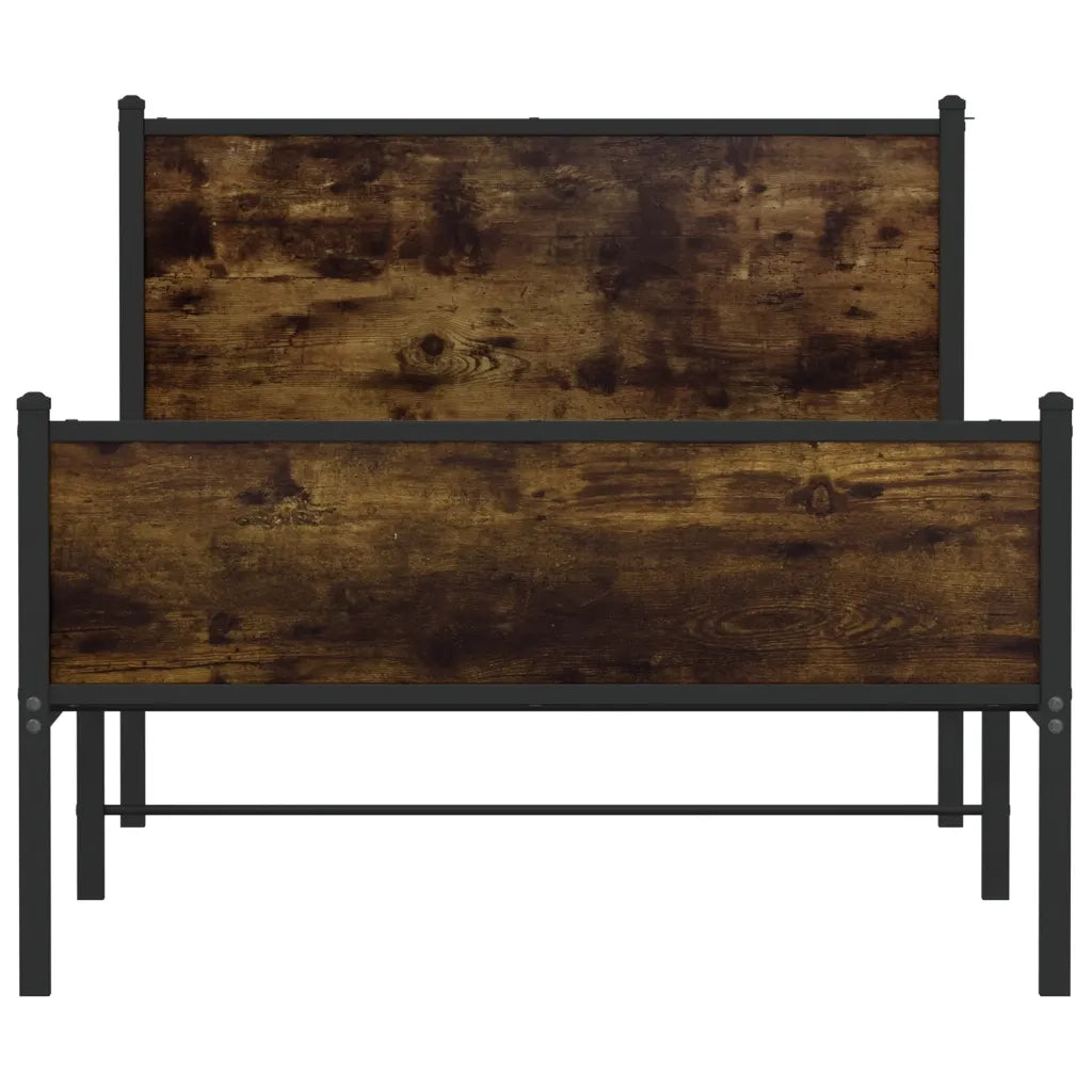 Letto singolo | Letto per adulti | Giroletto senza Materaso in Metallo Rovere Fumo 100x190 cm