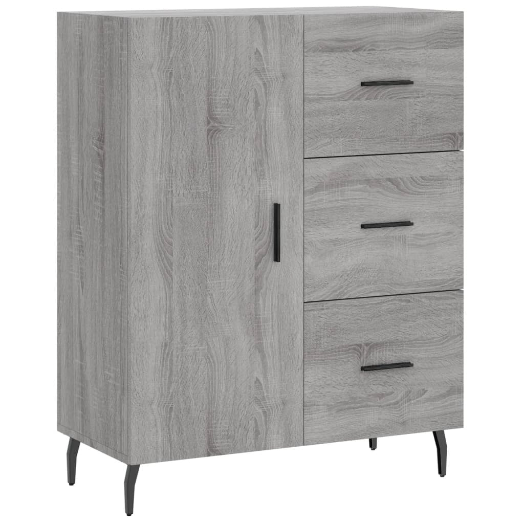 Buffet credenza cassettiera armadio mobile contenitore organizer cucina soggiorno salotto rovere Sonoma alto 69,5 x 34 x 180 cm legno ingegnerizzato grigio 02_0035413