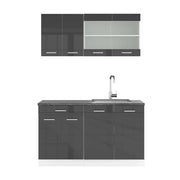 Vicco Cucina monoblocco Antracite lucido/bianco 140 cm , PL Antracite