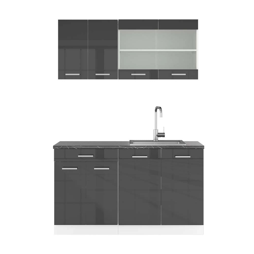 Vicco Cucina monoblocco Antracite lucido/bianco 140 cm , PL Antracite