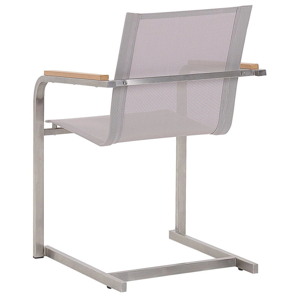 Set di 6 sedie da giardino grigio sedile sintetico struttura in acciaio inox stile cantilever