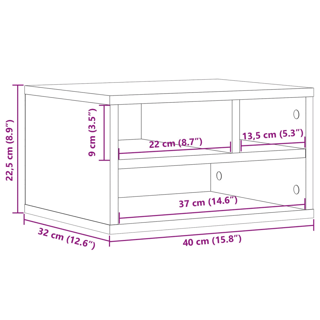 Supporto per Stampante Bianco 40x32x22,5 cm Legno Multistrato CFW2983777