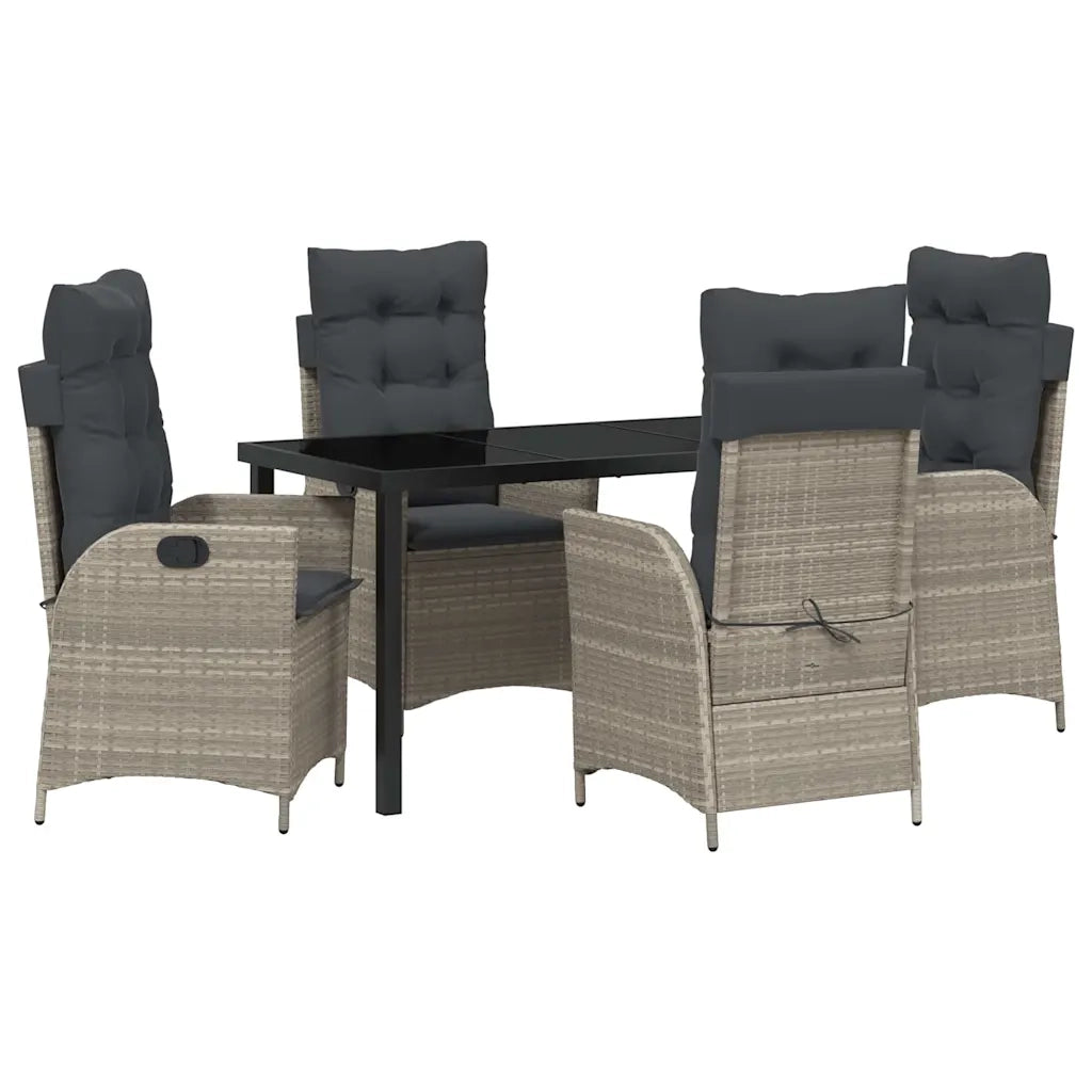 Set da Pranzo per Giardino 5 pcs Grigio chiaro polyrattan 3380521