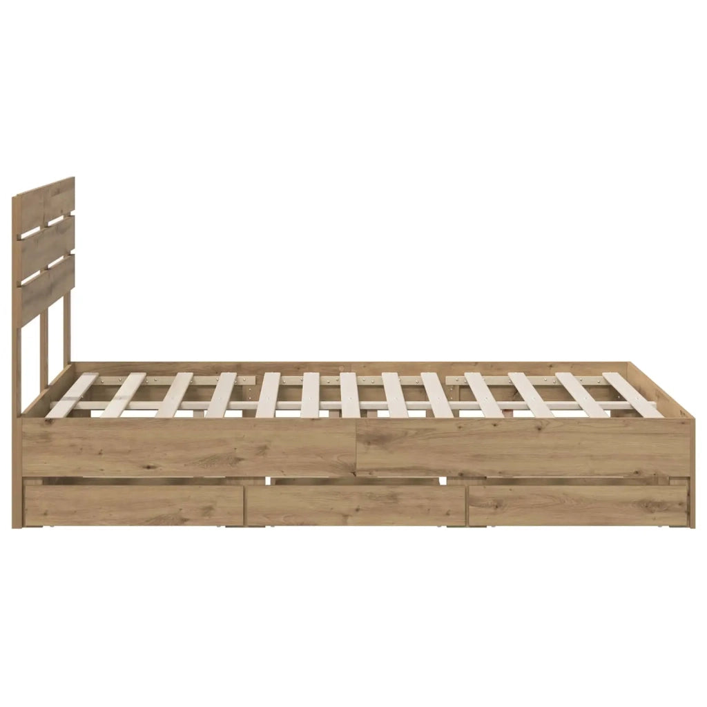 Bed Frame with Storage and Headboard Artisan Oak 120 x 200 cm 3445805