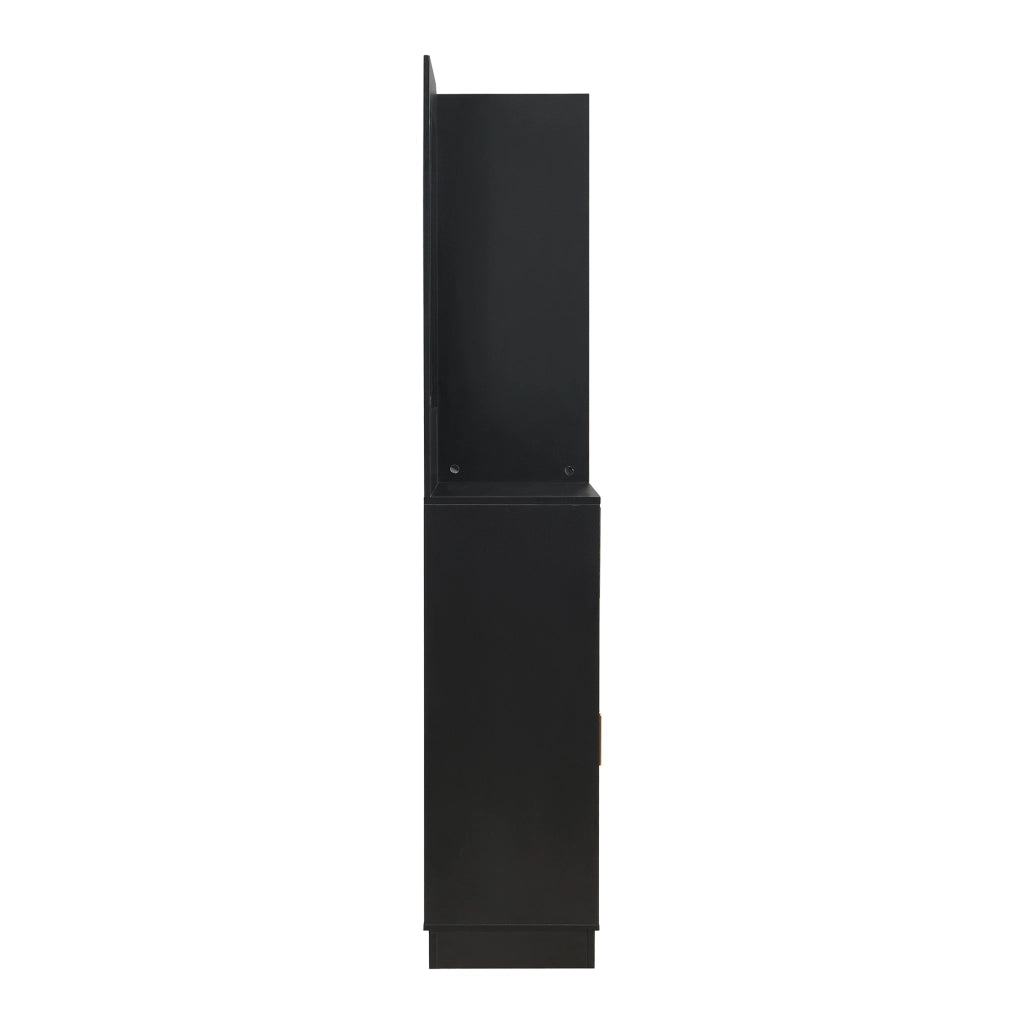 Mobile da Ingresso con Appendiabiti, Scarpiera, Specchio e Panca, Ripiani Regolabili, in MDF nero