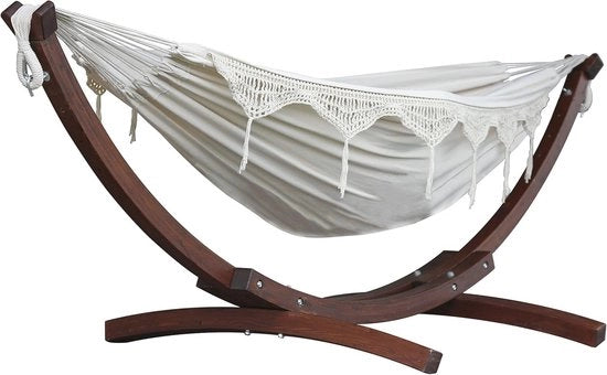 Hangmat a doppia pelle con supporto in legno massello per un massimo comfort