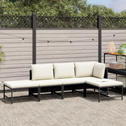 Set Divani da Giardino 5 pz-Sofa da giardino con Cuscini in Polyrattan Nero